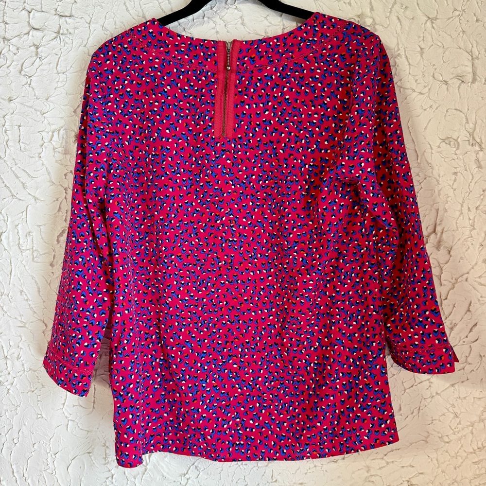 Vibrant Pink and Blue Patterned Women's Blouse - Picture 7 of 9